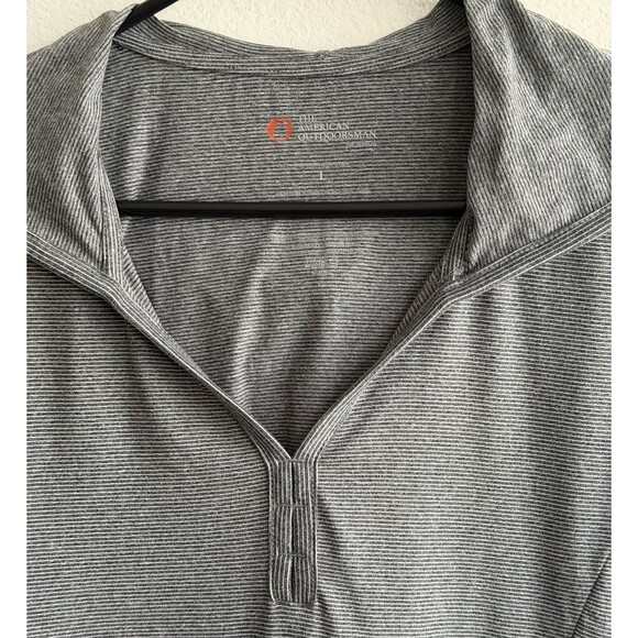 American outdoorsman for women Sun Tee Long Sleeve Hoodie Gray Striped Sz L - Picture 3 of 6